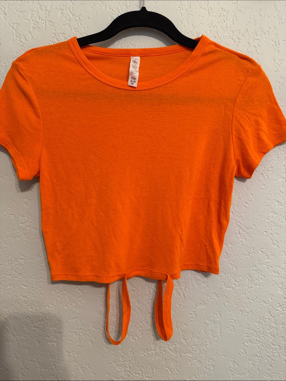 ALO Yoga Orange Tie-Front Crop Top Size Medium
